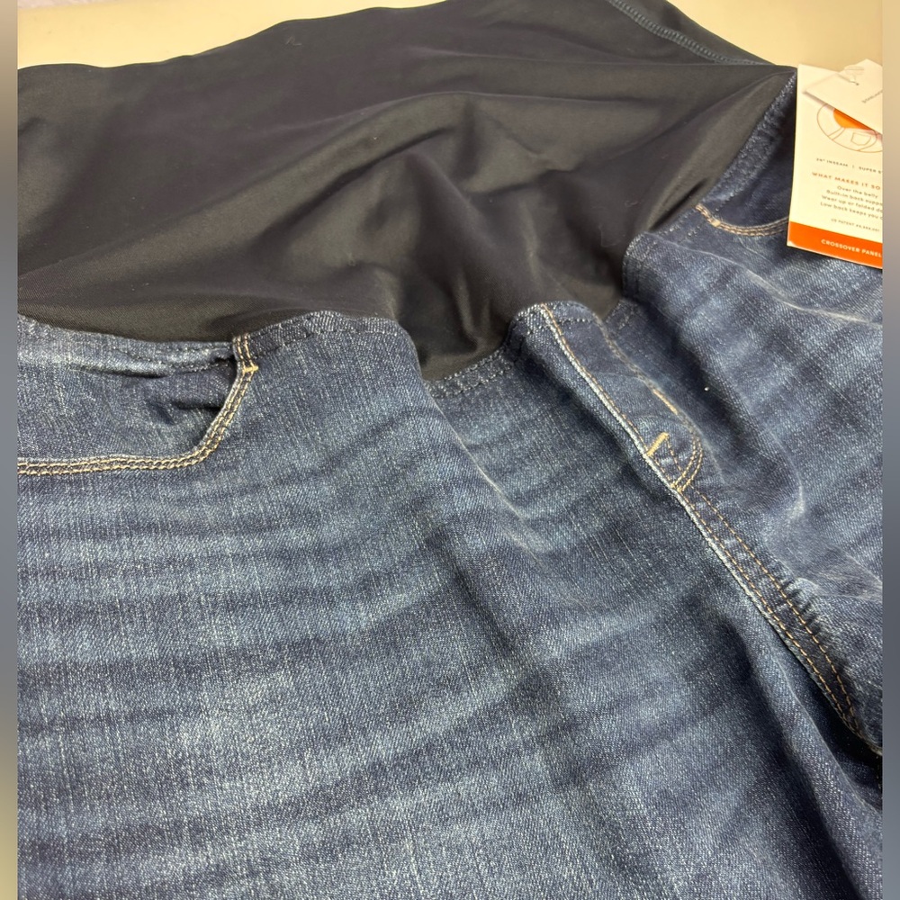 Ingrid & Isabel Deep Blue Jeggings Over the Belly Back Support Cat Whisker Fade - Picture 12 of 12
